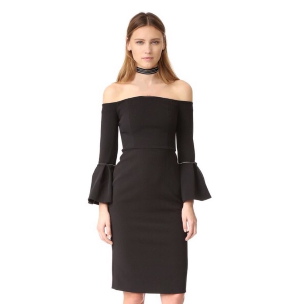 Alexis Black Amelie Dress Bell Sleeve Off Shoulder Size Small
